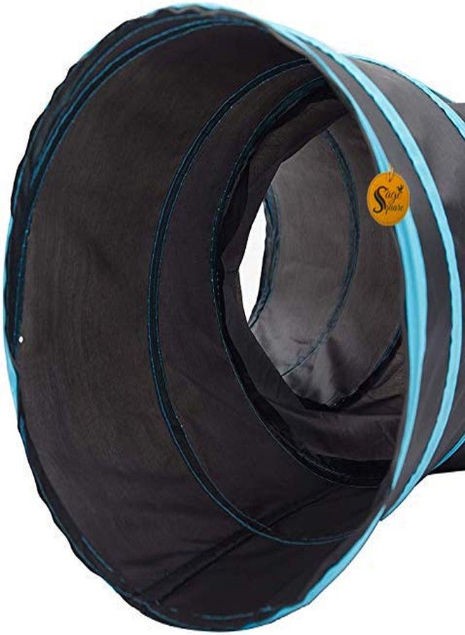 Sage Square Jumbo Collapsible Portable Sleeping Bag Exercise 3 Way Tunnel with Hanging Ball for Cat/Kitten/Puppy/Dog (Blue) - Image 2